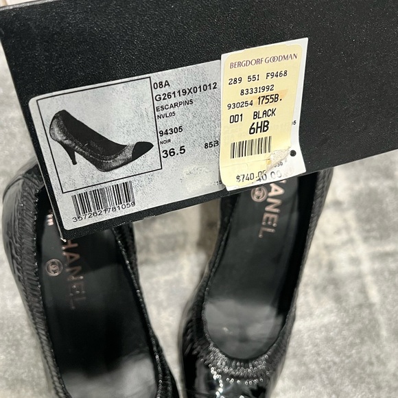 Chanel 100% authentic patent leather heels black 36.5 - Picture 5 of 10